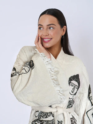 One Size Woman’s Organic Robe Buddha Kimono Million Dollar Style