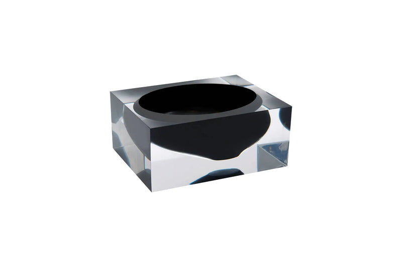 Minimalist Transparent Acrylic Block Bowl In Soho Black JR William