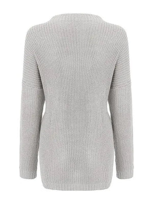 Round Neck Drop Shoulder Sweater Trendsi