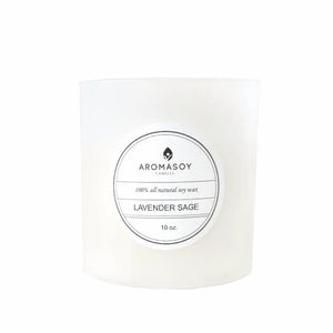 LAVENDER SAGE Soy Candle White Glass 10 oz - KATANA FASHION BOUTIQUE