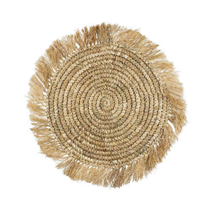 Straw Grass Placemats with Fringe - Brown Boho Woven Wicker