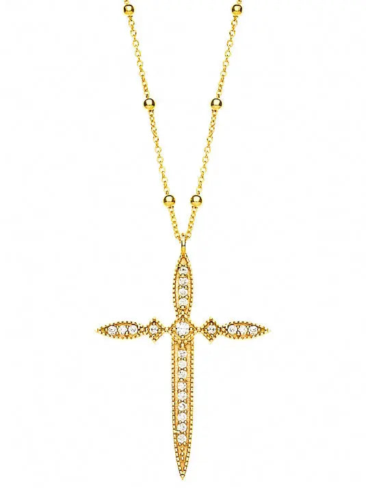 Nayla Jewelry Cross Pendant CZ Diamonds Necklace