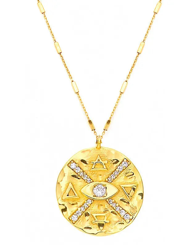 Nayla Jewelry Four Elements Talisman Gold Pendant Chain Necklace