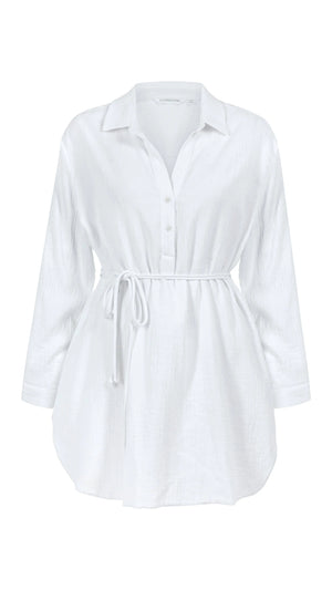 The Handloom Isle Shirt Dress - White