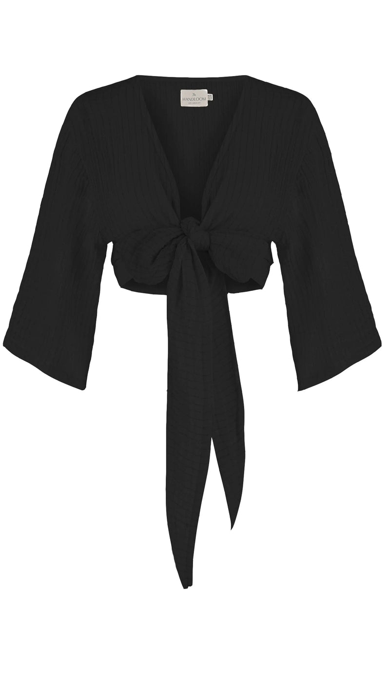 The Handloom Bali Wrap Top - Black