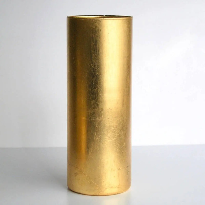 GILT 10" Glass Cylinder Table Vase