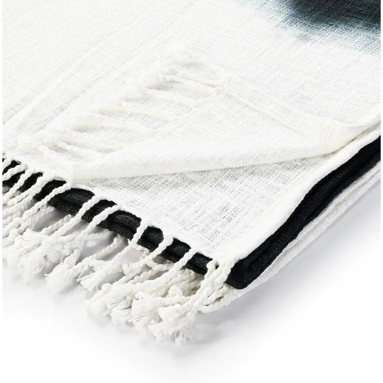 Shibori Slab Throw Blanket with Fringe LR Home