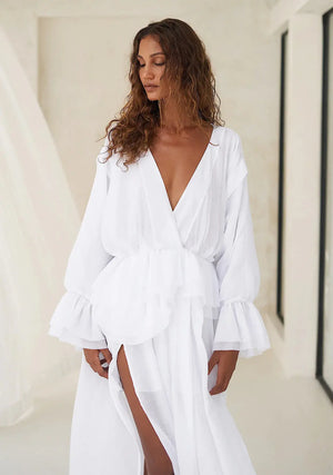 White Moodstories Venera Maxi Dress Vacation Outfit