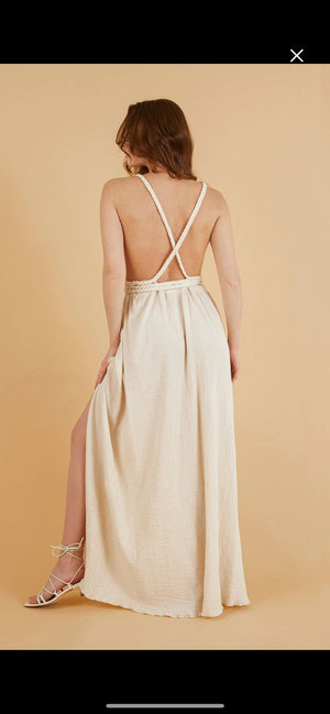 The Handloom Muse Braided Straps Maxi Dress Natural