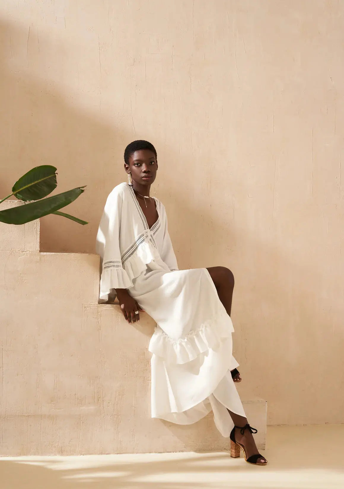 Moodstories White Maxi Dress Marrakesh Beachwear Luxury resort wear