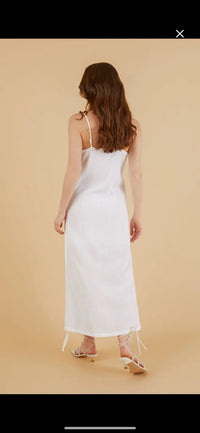 The Handloom Moon Drawstring Dress - White