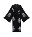 One Size women's robe Organic Hamsa Hand Kimono in Black