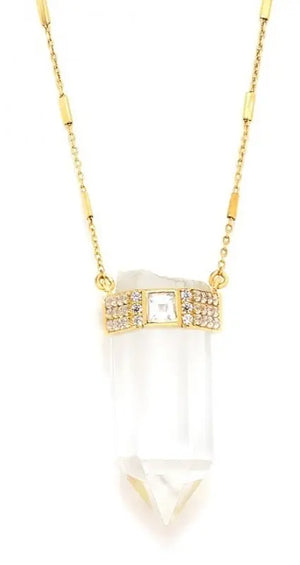 Nayla Jewelry "Magical Queen" Crystal Clear Quartz Bar Chain Necklace